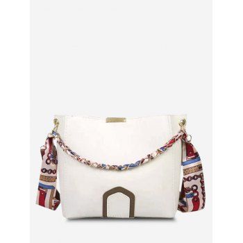 

Scarf Chain Crossbody Bucket Bag, White