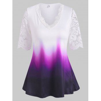 

Lace Insert Dip Dye Blouse, Purple