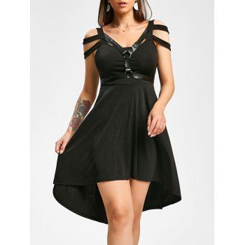 

Cut Out Harness Insert High Low Dress, Black