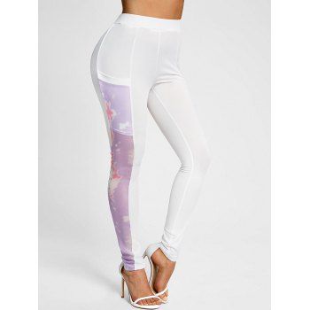 

High Waisted Tie Dye Print Pants, White