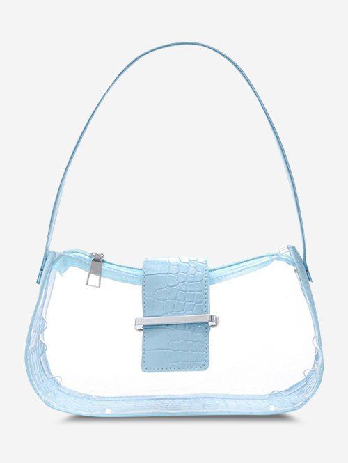 Sac à Bandoulière Gaufré Transparent - Bleu clair 