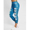 Legging Capri à Imprimé 3D Rose - Bleu XL