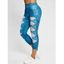 Legging Capri à Imprimé 3D Rose - Bleu XXL
