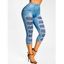 Legging Capri à Imprimé 3D Jean à Taille Haute - Bleu clair L