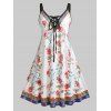 Robe à Bretelle à Imprimé Fleur de Grande Taille à Lacets - Blanc 1X
