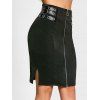 Jupe Fourreau Zippée Fendue à Œillet Style Punk - Noir M
