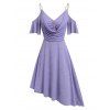 Robe Asymétrique Drapée Epaule Dénudée à Bretelle avec Chaîne - Violet clair M