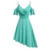 Robe Asymétrique Drapée Epaule Dénudée à Bretelle avec Chaîne - Vert clair L