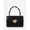 Sac à Bandoulière à Relief avec Chaîne et Poignée Tordue - Noir 
