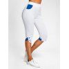 Legging Corsaire en Blocs de Couleurs à Ourlet Tulipe - Blanc L