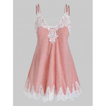 

Plus Size Lace Spaghetti Strap Tank Top, Rose