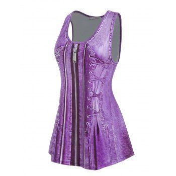 

Plus Size 3D Print Swing Tank Top, Purple
