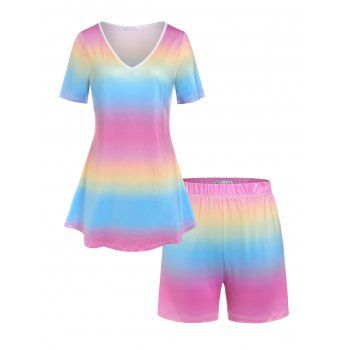 

Plus Size Ombre Color Shorts Pajamas Set, Multicolor