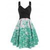 Robe Croisée Rétro à Imprimé Fleur Etoile Soleil avec Bouton en Ligne A - multicolor L