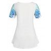 T-shirt Ombre à Imprimé Floral Grande Taille - Bleu clair L
