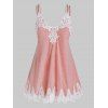 Débardeur à Betelle Fine en Dentelle de Grande Taille - Rose 5X