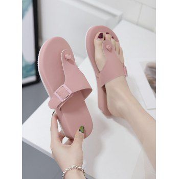 

Thick Sole Buckle Belt Flip-Flops, Light pink