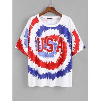 

Plus Size USA Spiral Tie Dye Print T-shirt, Multicolor