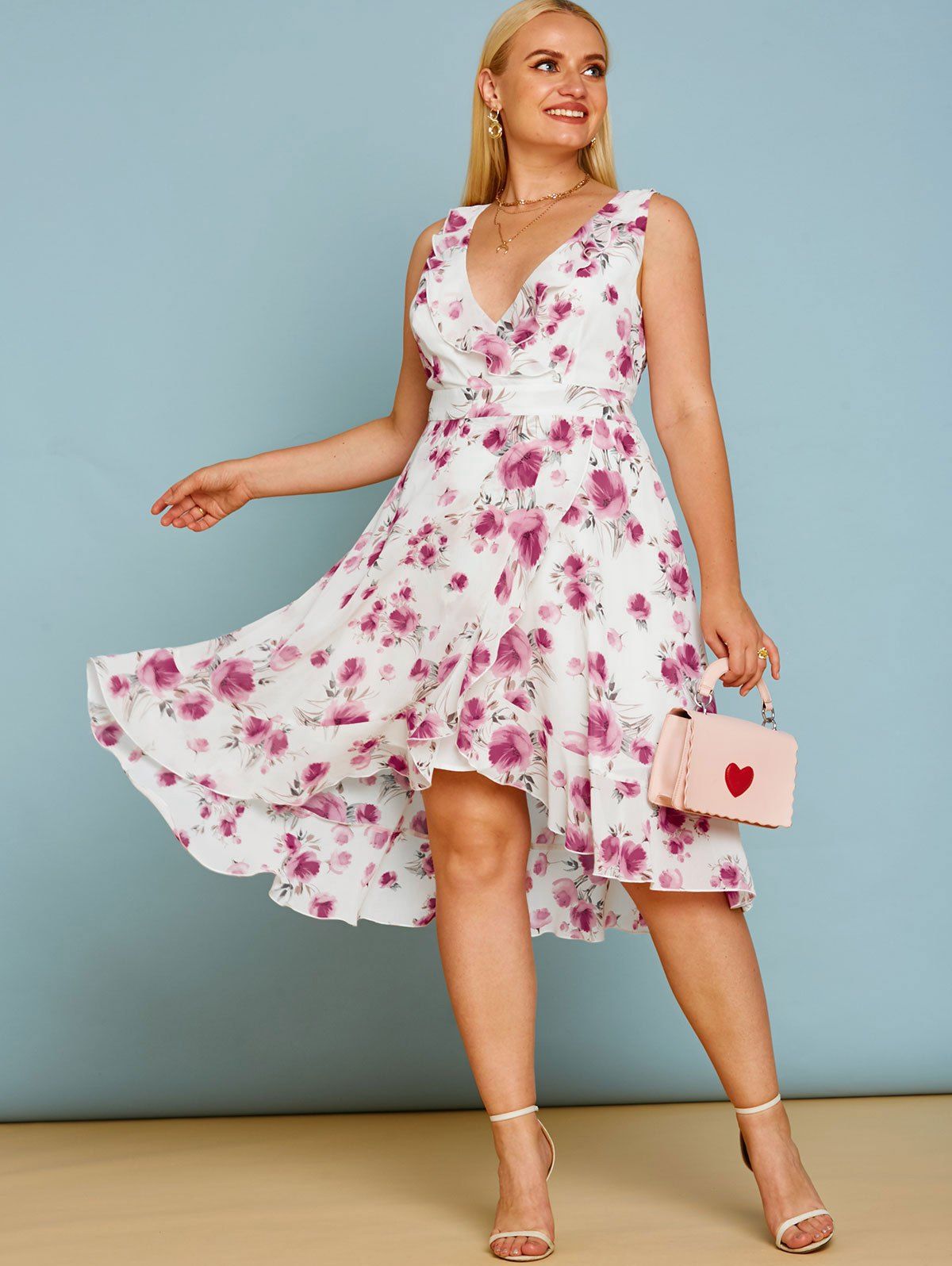 plus size floral chiffon dresses