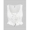 Haut Style Corset Volanté à Lacets Grande Taille - Blanc 2X