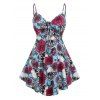 Débardeur Gothique à Imprimé Rose Crâne de Grande Taille à Lacets - multicolor L