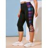 Legging Corsaire à Carreaux en Treillis de Grande Taille - Noir 4X