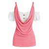 T-shirt Epaule Dénudée à Manches Bouffantes - Rose clair M