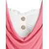 Puff Sleeve Cold Shoulder Cowl Front Tee - LIGHT PINK S