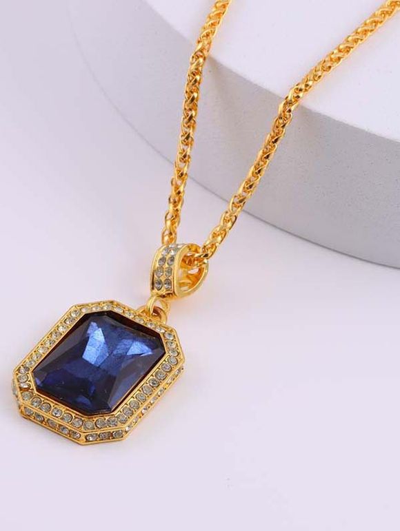 Collier Géométrique Diamant en Fausse Gemme - Bleu profond 