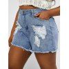 Short Déchiré de Grande Taille en Denim - Bleu clair L