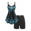 Ensemble de Pyjama Haut à Bretelle Tribal Imprimé de Grande Taille et Short - Noir 3X