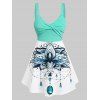 Robe Mini Tordue à Imprimé Fleur sans Manches de Vacance - Vert clair XL