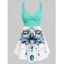 Robe Mini Tordue à Imprimé Fleur sans Manches de Vacance - Vert clair XL