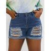 Jean Déchiré de Grande Taille à Revers en Jean - Bleu profond 3XL