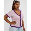 Tricot Festonné à Ourlet Contrasté de Grande Taille - Violet clair XL