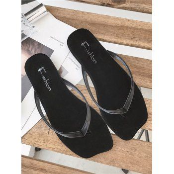 

Solid Minimalist Flat Flip Flops, Black
