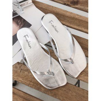 

Solid Minimalist Flat Flip Flops, Platinum