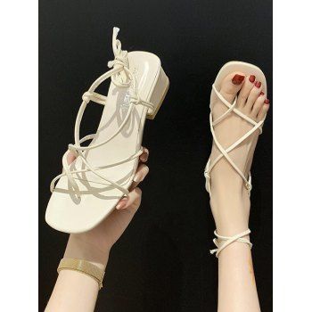 

Square Toe Lace Up Sandals, Warm white