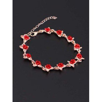 

Red Rose Charm Adjustable Bracelet, Rose gold