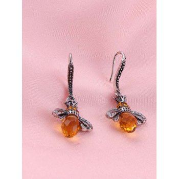 

Engraved Bee Rhinestone Hook Earrings, Silver