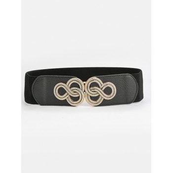 

Engraved Buckle Elastic Waist Belt, Black