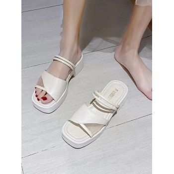 

Mesh Panel Platform Two Way Slides Sandals, Warm white