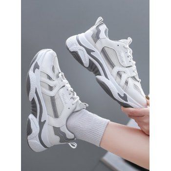 

Mesh Insert Colorblock Clunky Sneakers, White