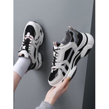 

Mesh Insert Colorblock Clunky Sneakers, Gray