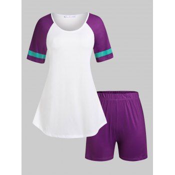 

Plus Size Colorblock T-shirt and Shorts Pajamas Set, Concord