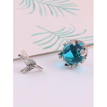 

Glass Ball Tail Asymmetric Stud Earrings, Silver