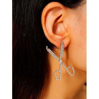 

Rhinestone Embellished Scissors Stud Earrings, Silver