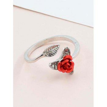 

Rose Leaf Adjustable Cuff Ring, Silver