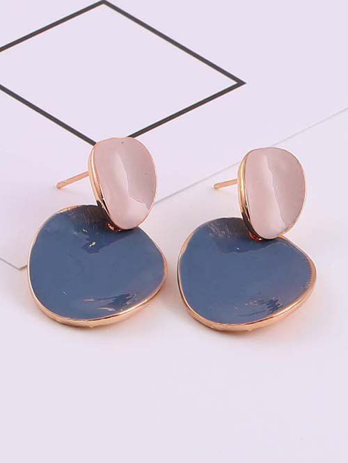 Irregular Shape Colorblock Stud Earrings - BLUE GRAY 