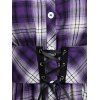 Plus Size Plaid Corset Style Lace-up Roll Up Sleeve Blouse - CONCORD 4X